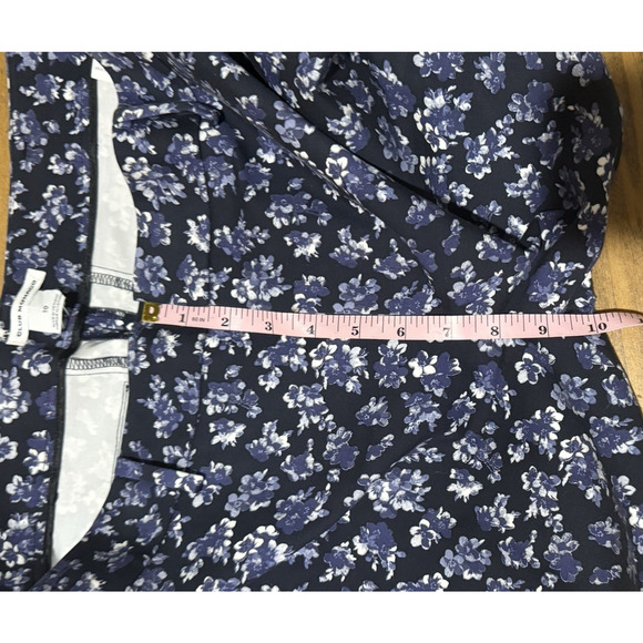 Club Monaco Blue & White Floral Print Pant Trouser Ankle Cropped Women Sz 10 - Picture 7 of 10